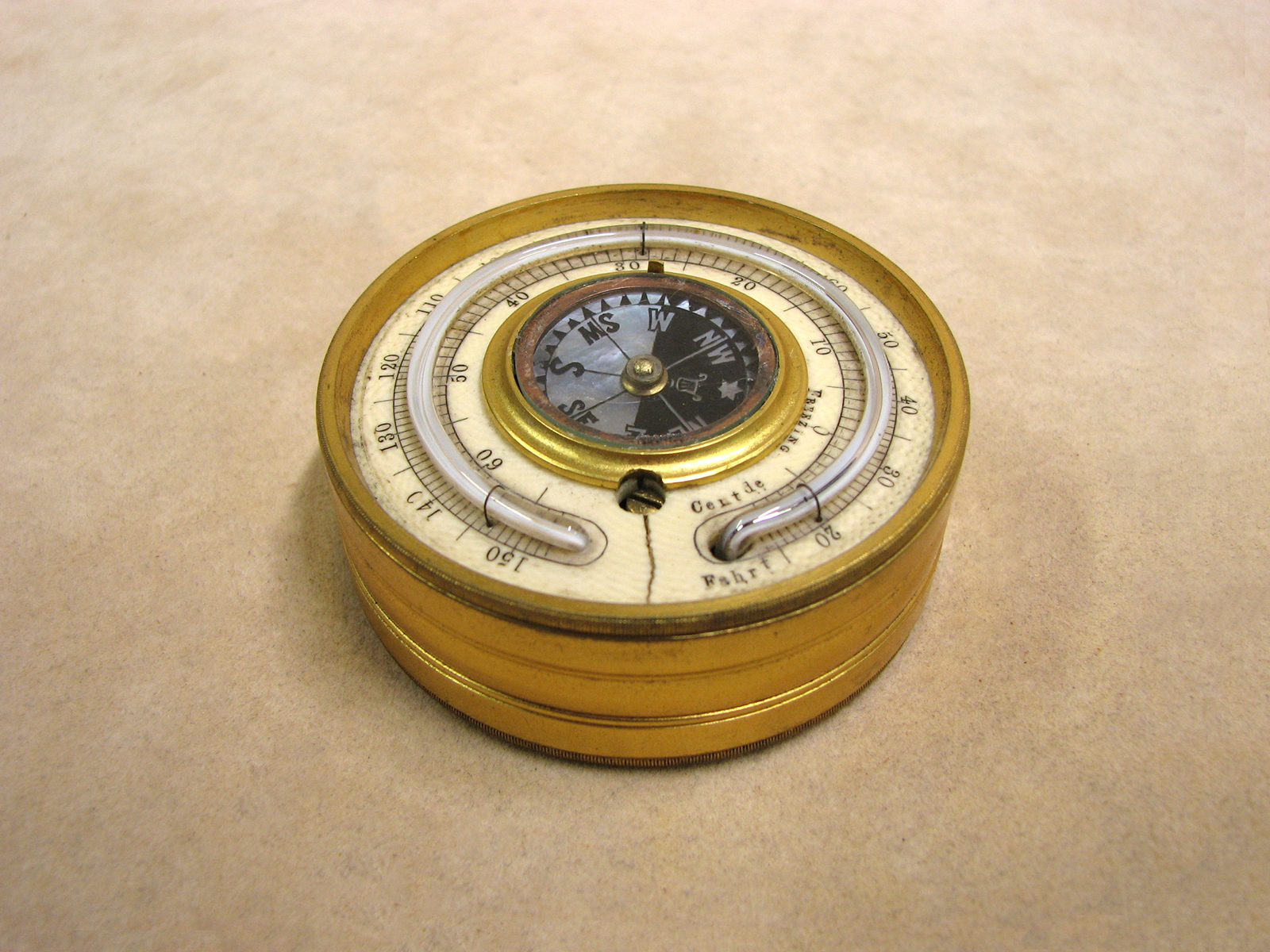 Dollond pocket barometer and thermometer compendium in twin lidded case